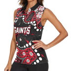 Personalized St Kilda Saints Women Sleeveless Polo Shirt Aboriginal Pattern with Graffiti Style