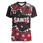Personalized St Kilda Saints Women V-Neck T-Shirt Aboriginal Pattern with Graffiti Style