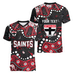 Personalized St Kilda Saints Women V-Neck T-Shirt Aboriginal Pattern with Graffiti Style