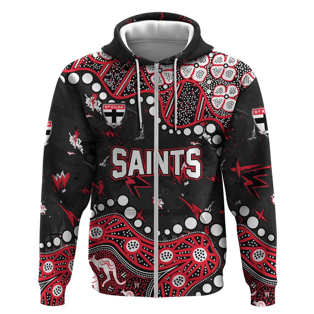 Personalized St Kilda Saints Zip Hoodie Aboriginal Pattern with Graffiti Style