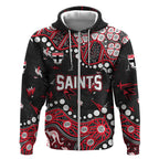 Personalized St Kilda Saints Zip Hoodie Aboriginal Pattern with Graffiti Style