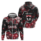Personalized St Kilda Saints Zip Hoodie Aboriginal Pattern with Graffiti Style