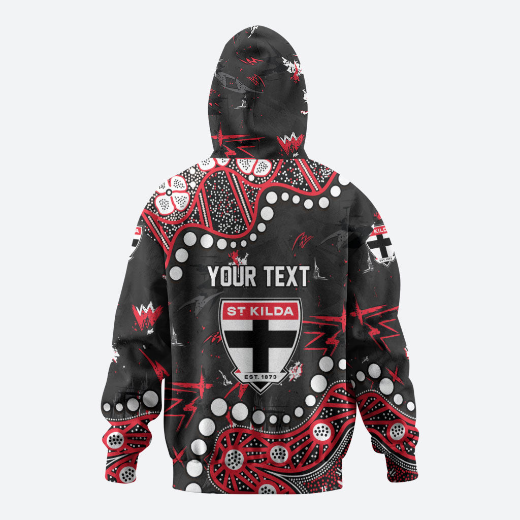 Personalized St Kilda Saints Zip Hoodie Aboriginal Pattern with Graffiti Style