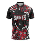 Personalized St Kilda Saints Zipper Polo Shirt Aboriginal Pattern with Graffiti Style