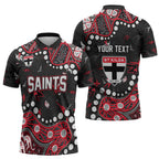 Personalized St Kilda Saints Zipper Polo Shirt Aboriginal Pattern with Graffiti Style