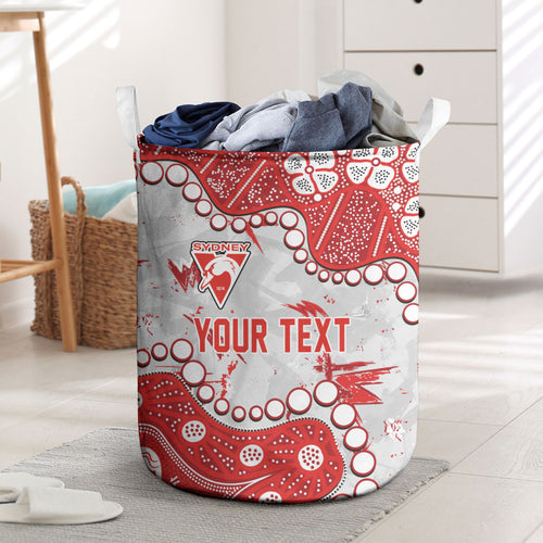 Personalized Sydney Swans Laundry Basket Aboriginal Pattern with Graffiti Style