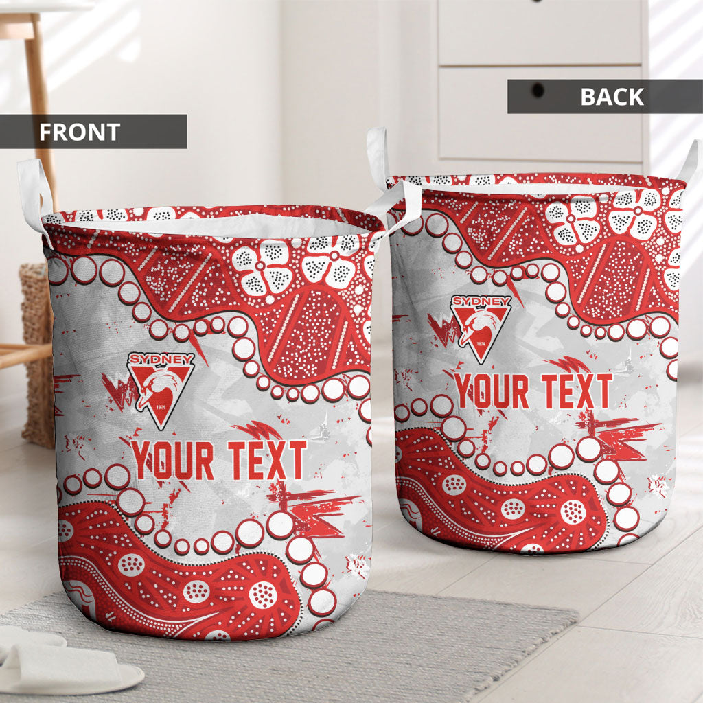 Personalized Sydney Swans Laundry Basket Aboriginal Pattern with Graffiti Style