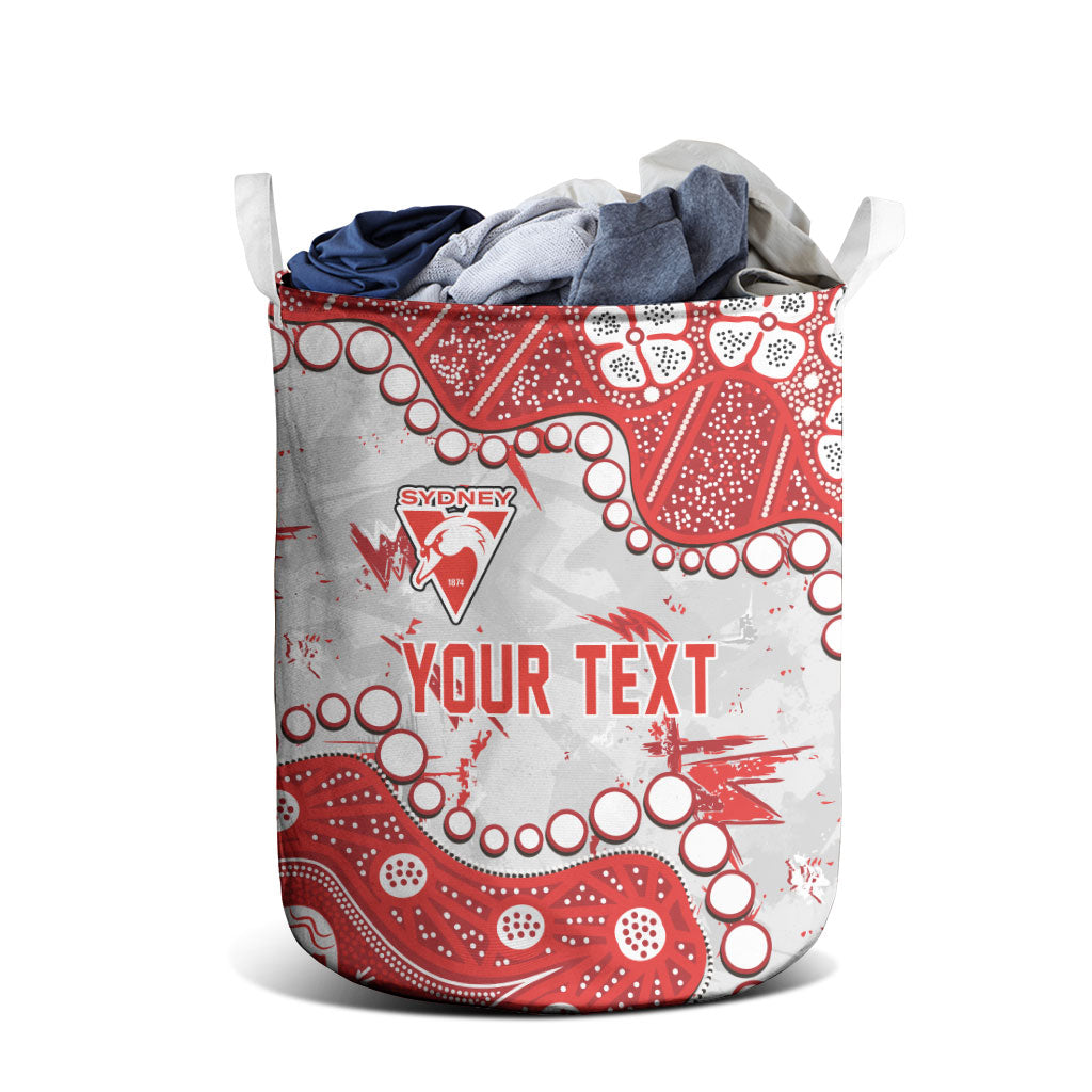 Personalized Sydney Swans Laundry Basket Aboriginal Pattern with Graffiti Style