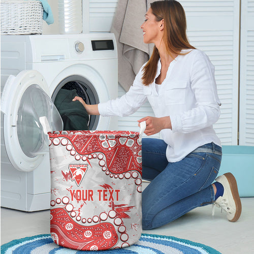 Personalized Sydney Swans Laundry Basket Aboriginal Pattern with Graffiti Style