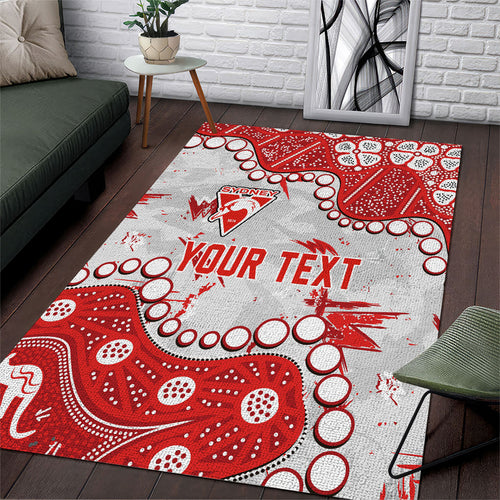 Personalized Sydney Swans Area Rug Aboriginal Pattern with Graffiti Style