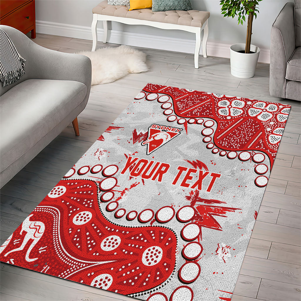 Personalized Sydney Swans Area Rug Aboriginal Pattern with Graffiti Style