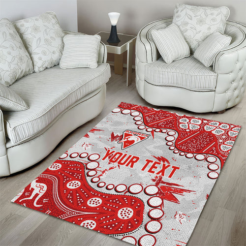 Personalized Sydney Swans Area Rug Aboriginal Pattern with Graffiti Style