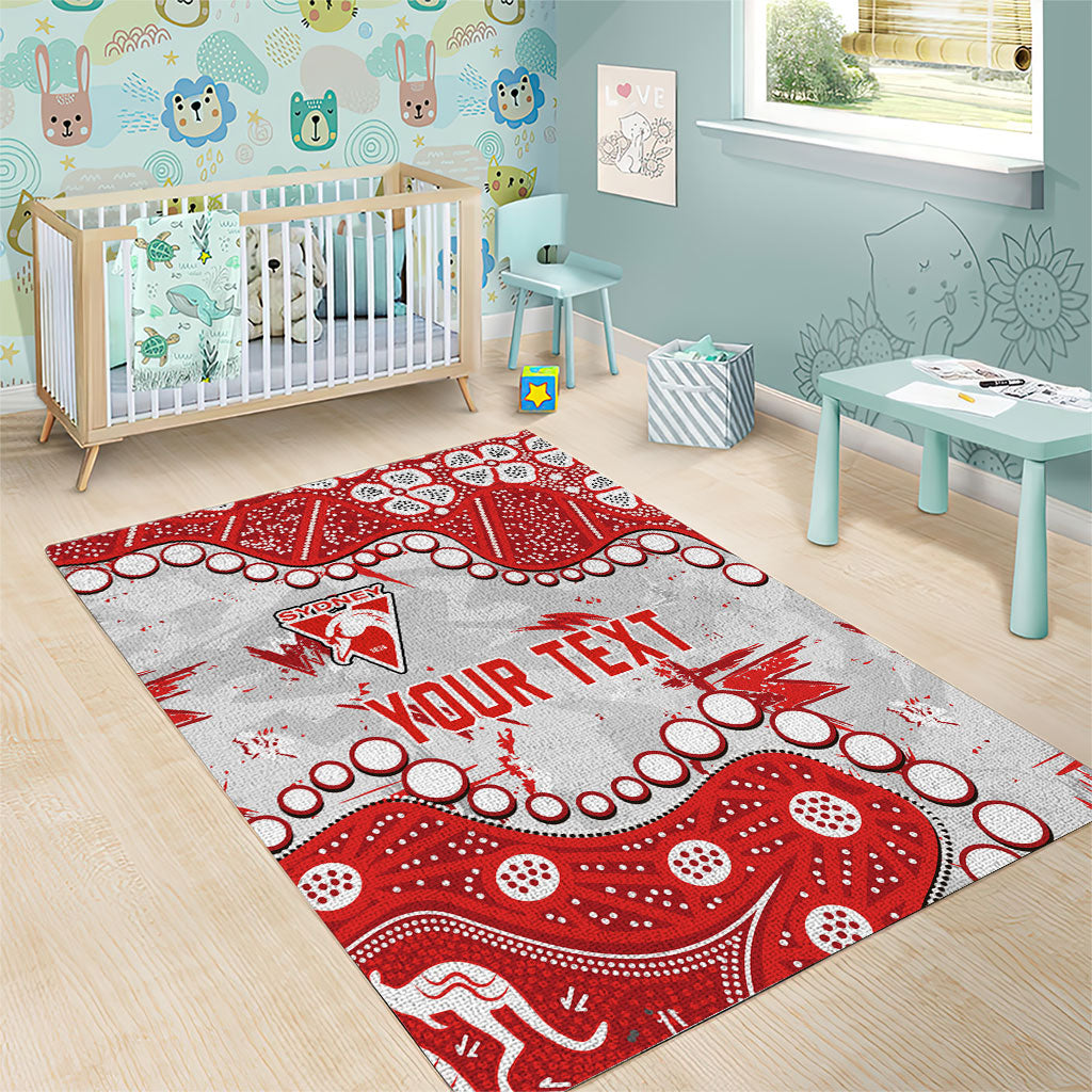 Personalized Sydney Swans Area Rug Aboriginal Pattern with Graffiti Style