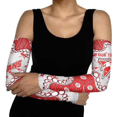 Personalized Sydney Swans Arm Sleeves Aboriginal Pattern with Graffiti Style