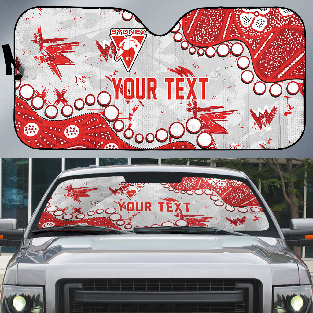 Personalized Sydney Swans Auto Sun Shade Aboriginal Pattern with Graffiti Style