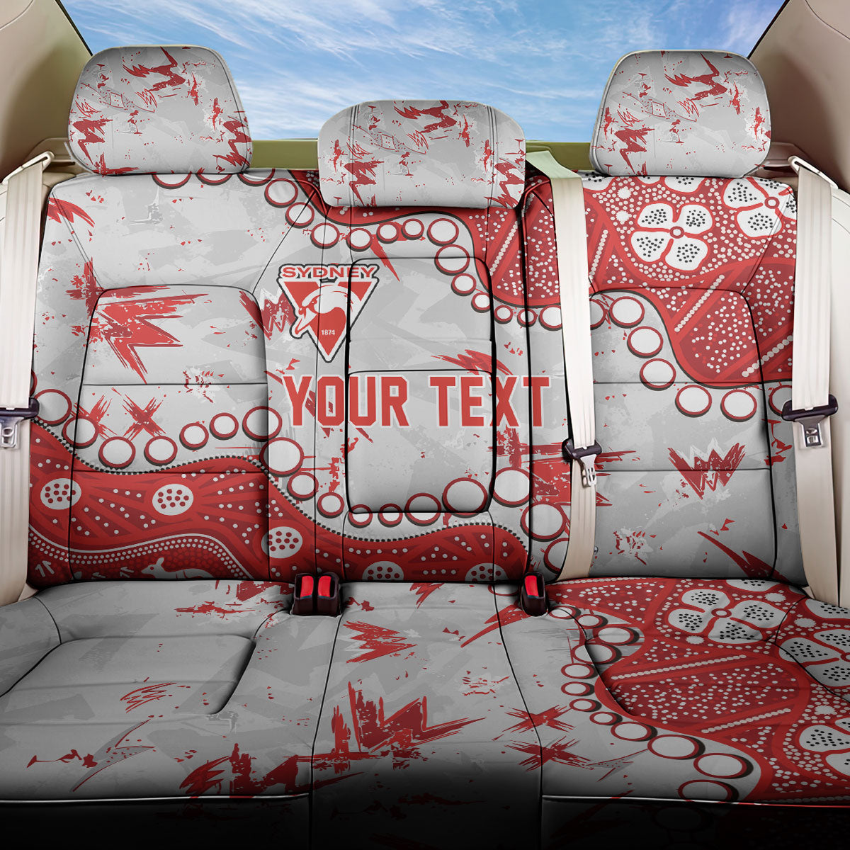 Personalized Sydney Swans Back Car Seat Cover Aboriginal Pattern with Graffiti Style