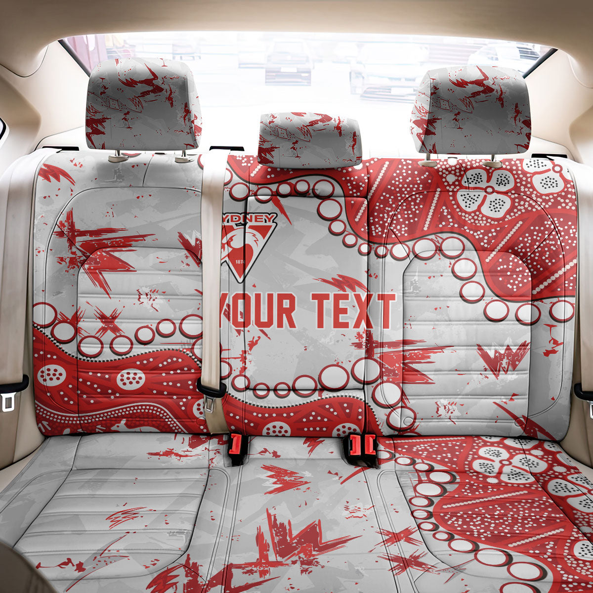 Personalized Sydney Swans Back Car Seat Cover Aboriginal Pattern with Graffiti Style