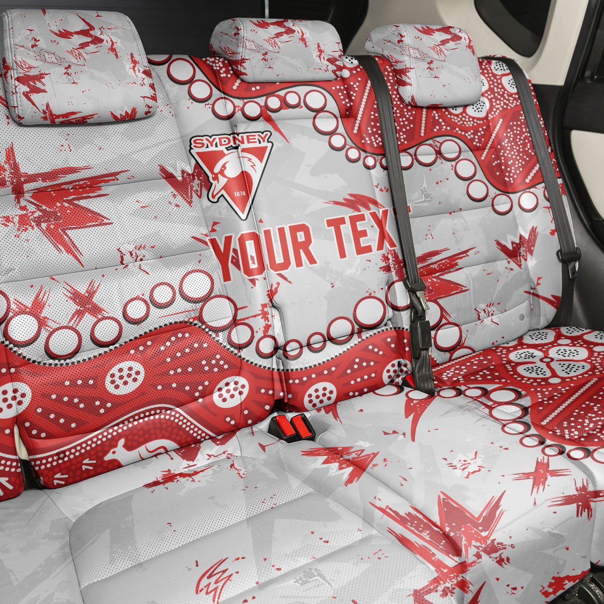 Personalized Sydney Swans Back Car Seat Cover Aboriginal Pattern with Graffiti Style