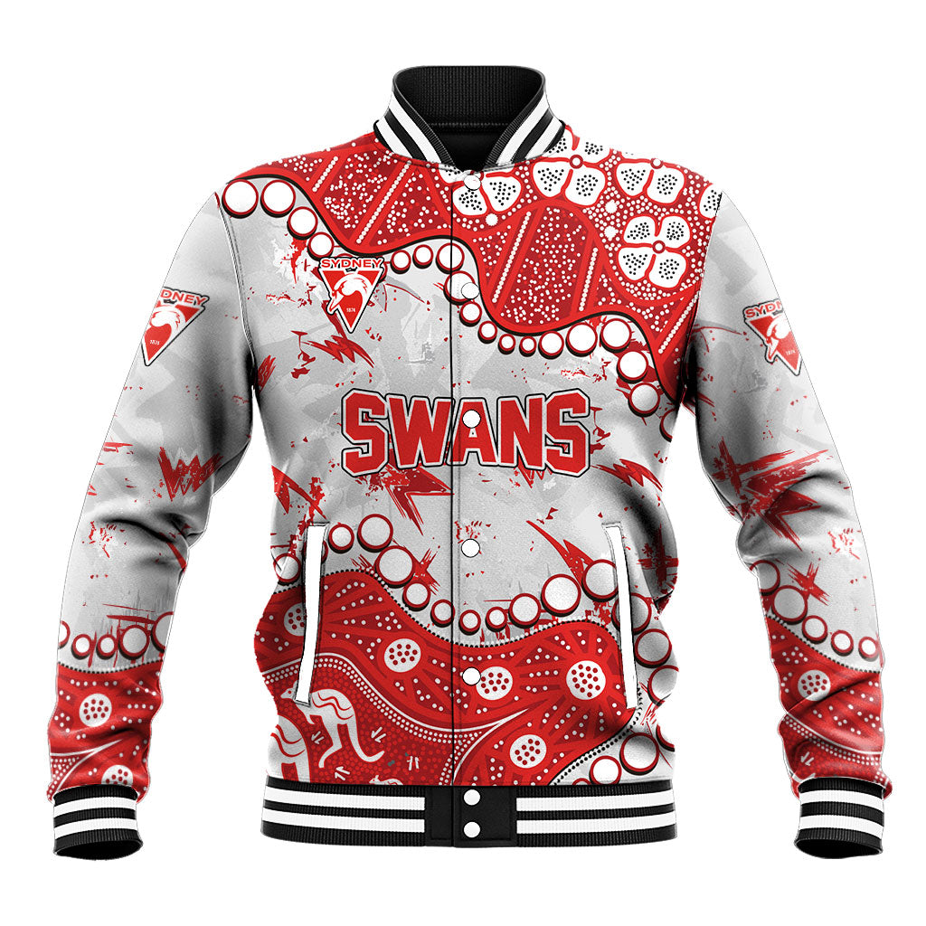 Personalized Sydney Swans Baseball Jacket Aboriginal Pattern with Graffiti Style