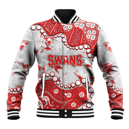Personalized Sydney Swans Baseball Jacket Aboriginal Pattern with Graffiti Style