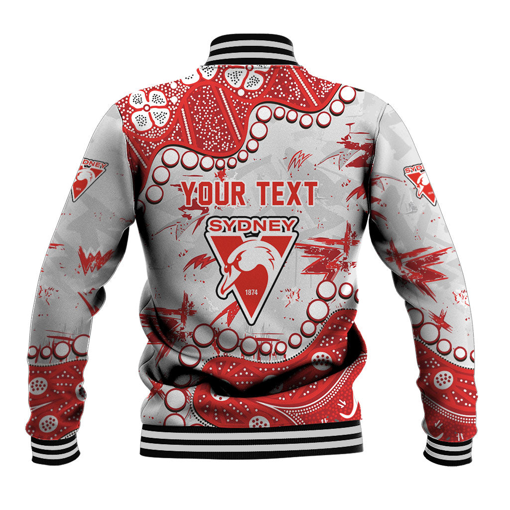 Personalized Sydney Swans Baseball Jacket Aboriginal Pattern with Graffiti Style