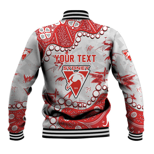 Personalized Sydney Swans Baseball Jacket Aboriginal Pattern with Graffiti Style