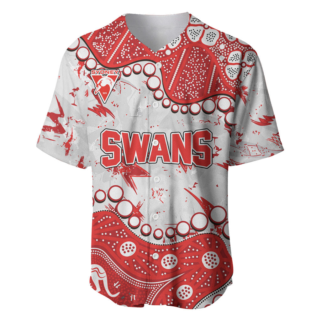 Personalized Sydney Swans Baseball Jersey Aboriginal Pattern with Graffiti Style