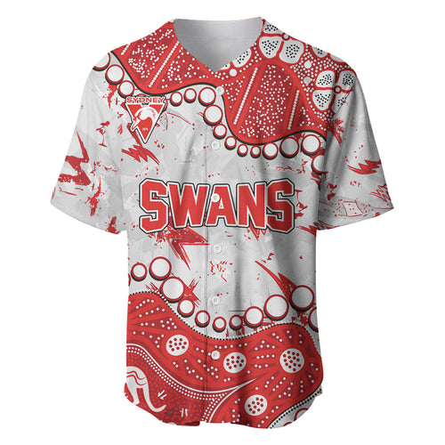 Personalized Sydney Swans Baseball Jersey Aboriginal Pattern with Graffiti Style