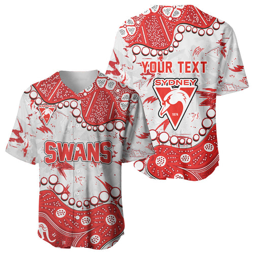 Personalized Sydney Swans Baseball Jersey Aboriginal Pattern with Graffiti Style