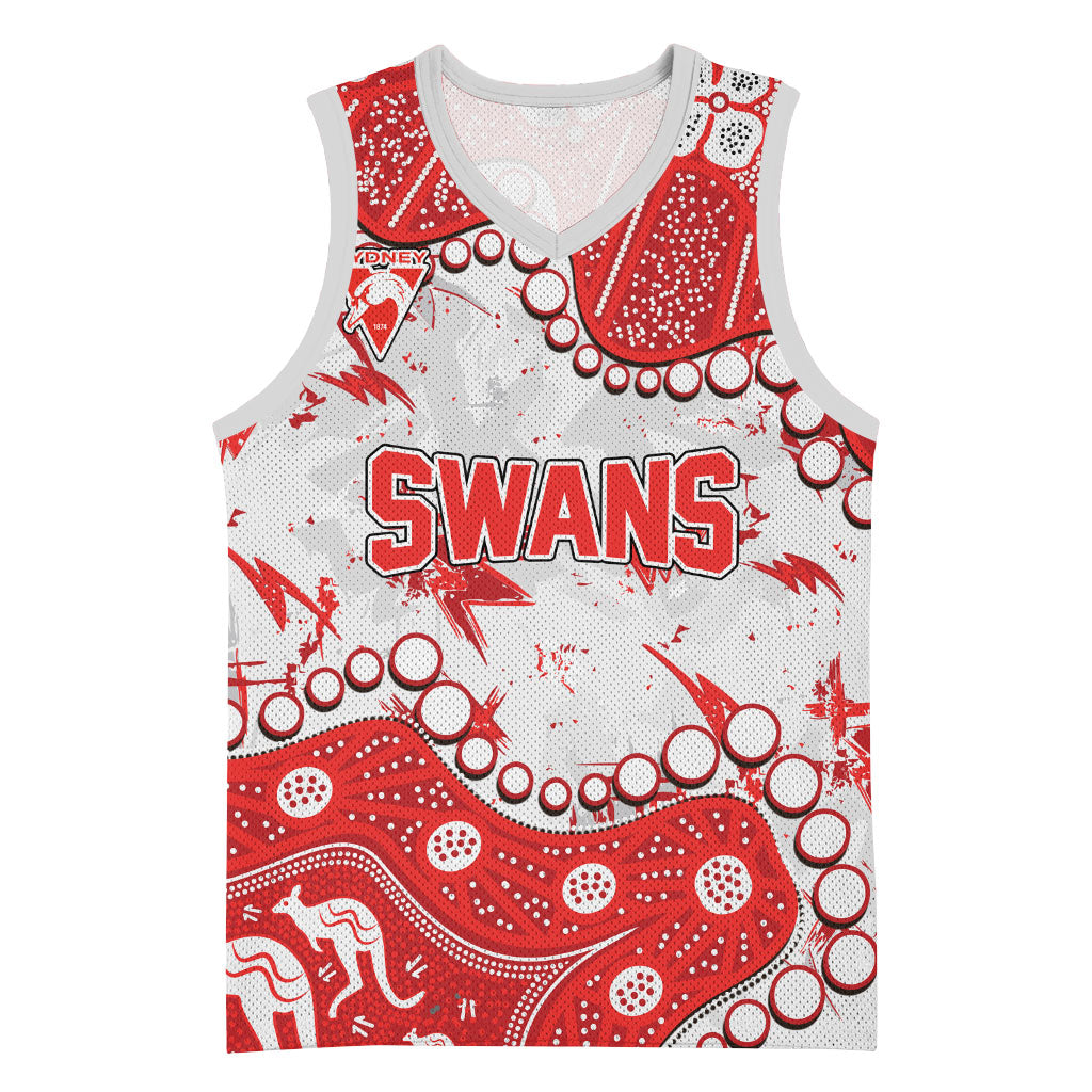 Personalized Sydney Swans Basketball Jersey Aboriginal Pattern with Graffiti Style