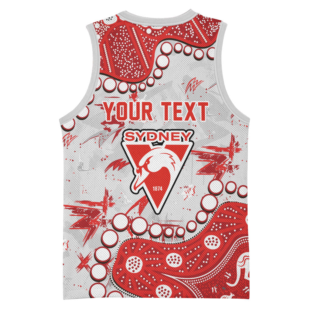 Personalized Sydney Swans Basketball Jersey Aboriginal Pattern with Graffiti Style