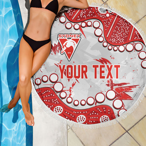 Personalized Sydney Swans Beach Blanket Aboriginal Pattern with Graffiti Style