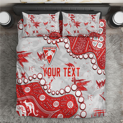 Personalized Sydney Swans Bedding Set Aboriginal Pattern with Graffiti Style