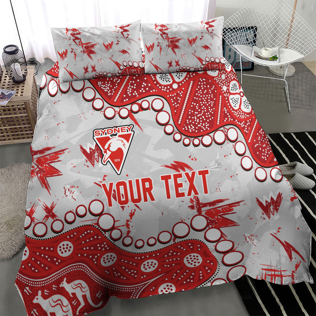 Personalized Sydney Swans Bedding Set Aboriginal Pattern with Graffiti Style