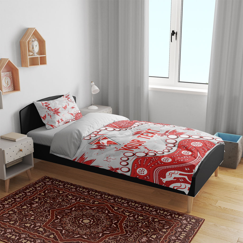 Personalized Sydney Swans Bedding Set Aboriginal Pattern with Graffiti Style