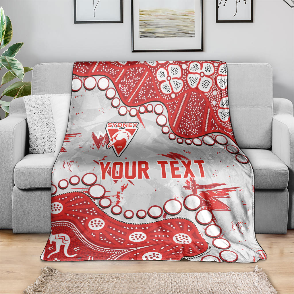Personalized Sydney Swans Blanket Aboriginal Pattern with Graffiti Style