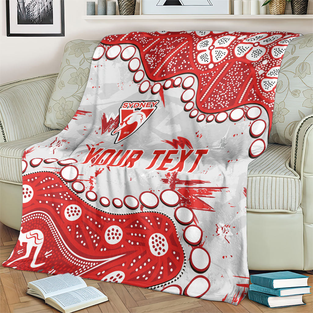 Personalized Sydney Swans Blanket Aboriginal Pattern with Graffiti Style