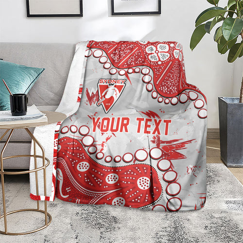 Personalized Sydney Swans Blanket Aboriginal Pattern with Graffiti Style