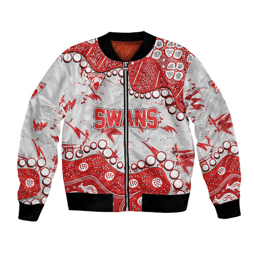 Personalized Sydney Swans Bomber Jacket Aboriginal Pattern with Graffiti Style