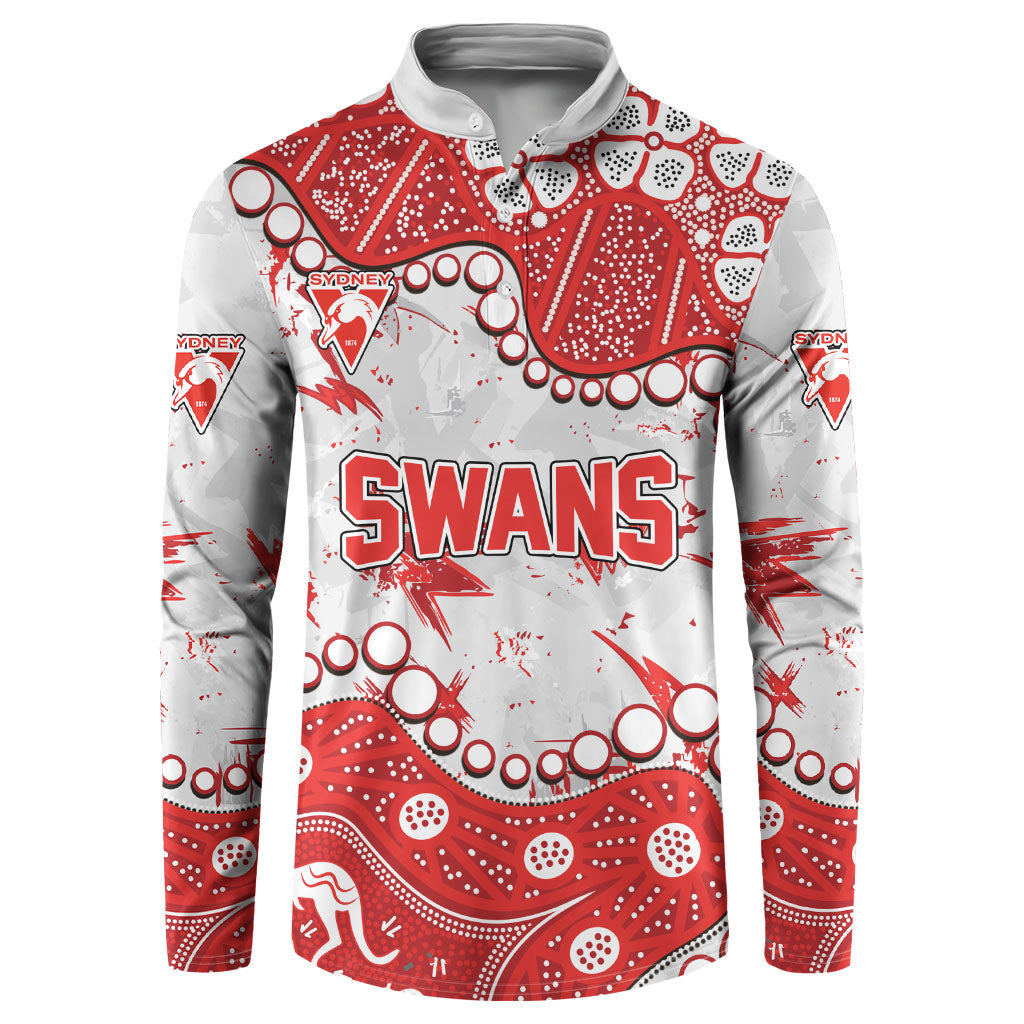 Personalized Sydney Swans Button Sweatshirt Aboriginal Pattern with Graffiti Style