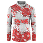 Personalized Sydney Swans Button Sweatshirt Aboriginal Pattern with Graffiti Style