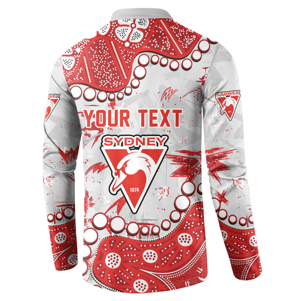 Personalized Sydney Swans Button Sweatshirt Aboriginal Pattern with Graffiti Style