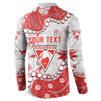 Personalized Sydney Swans Button Sweatshirt Aboriginal Pattern with Graffiti Style