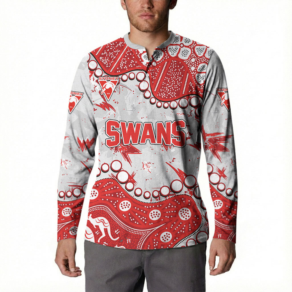 Personalized Sydney Swans Button Sweatshirt Aboriginal Pattern with Graffiti Style