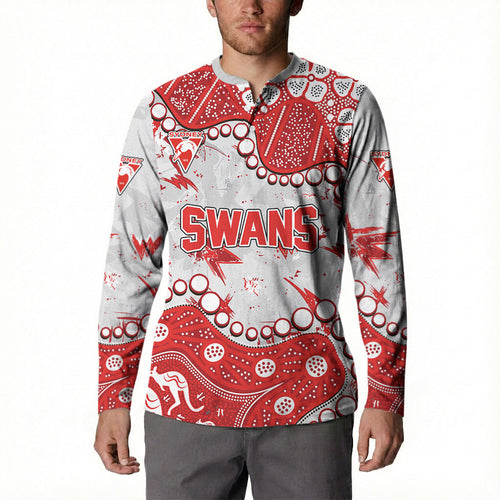 Personalized Sydney Swans Button Sweatshirt Aboriginal Pattern with Graffiti Style