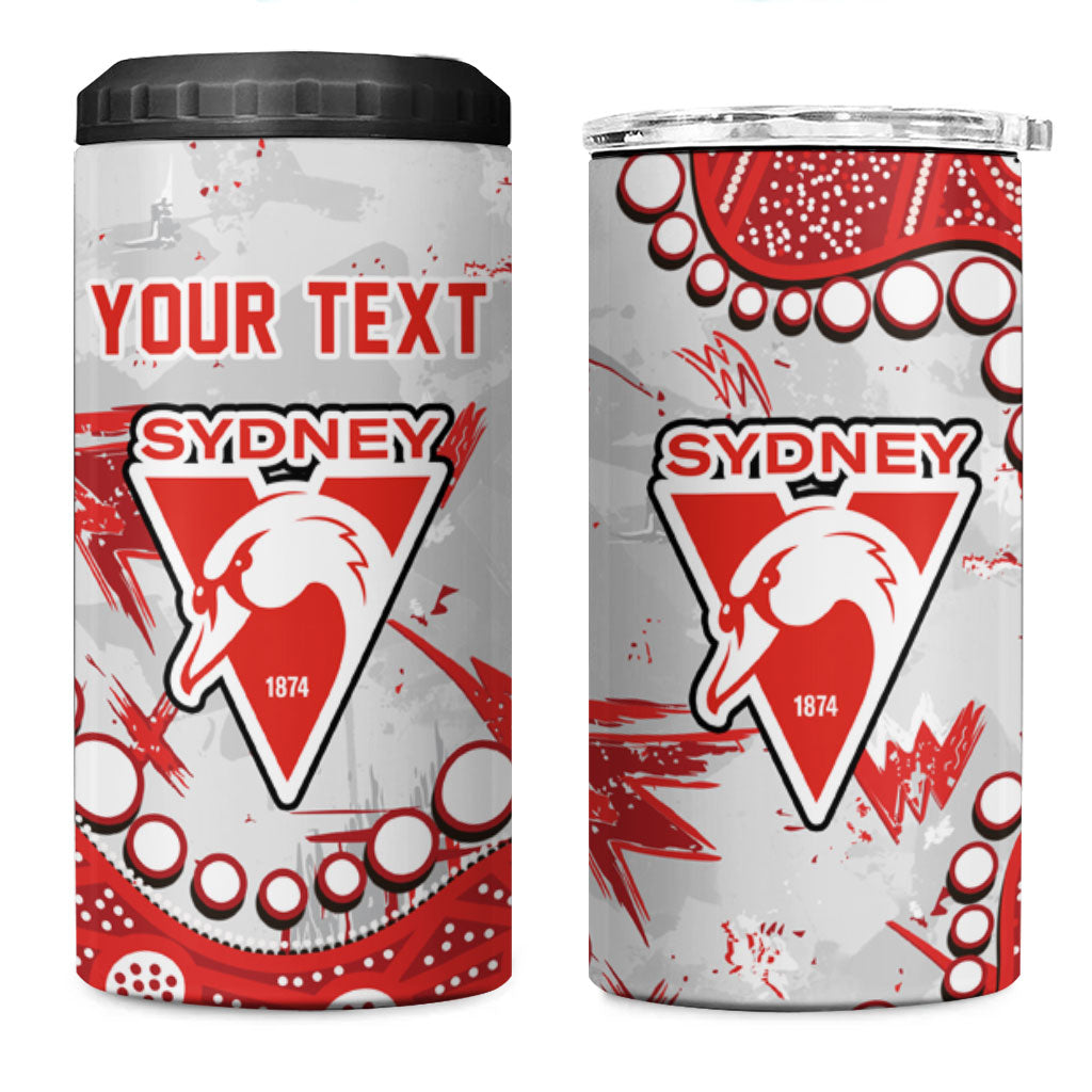 Personalized Sydney Swans 4 in 1 Can Cooler Tumbler Aboriginal Pattern with Graffiti Style