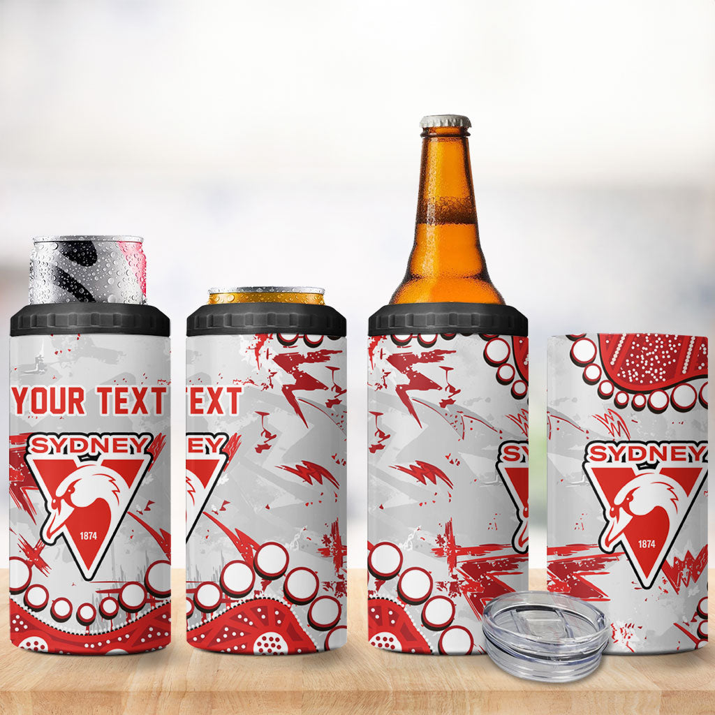 Personalized Sydney Swans 4 in 1 Can Cooler Tumbler Aboriginal Pattern with Graffiti Style