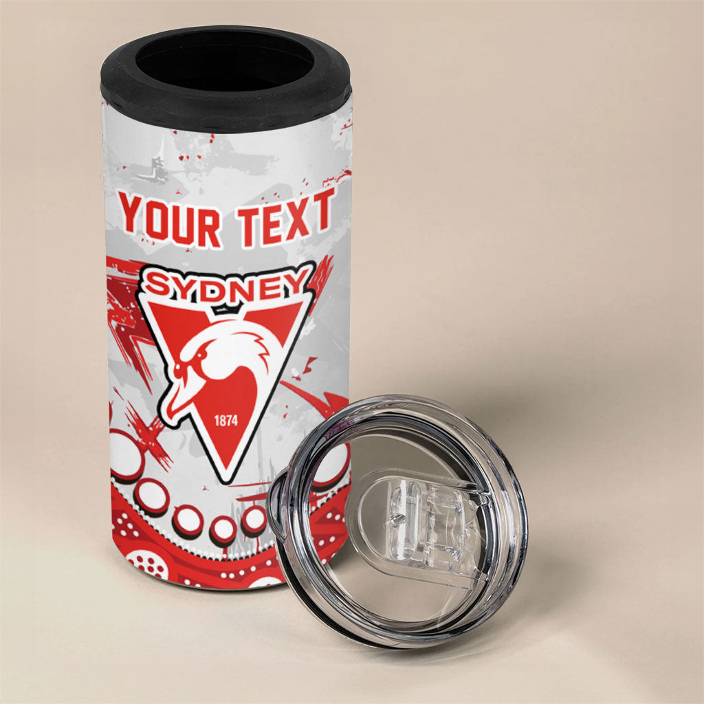 Personalized Sydney Swans 4 in 1 Can Cooler Tumbler Aboriginal Pattern with Graffiti Style