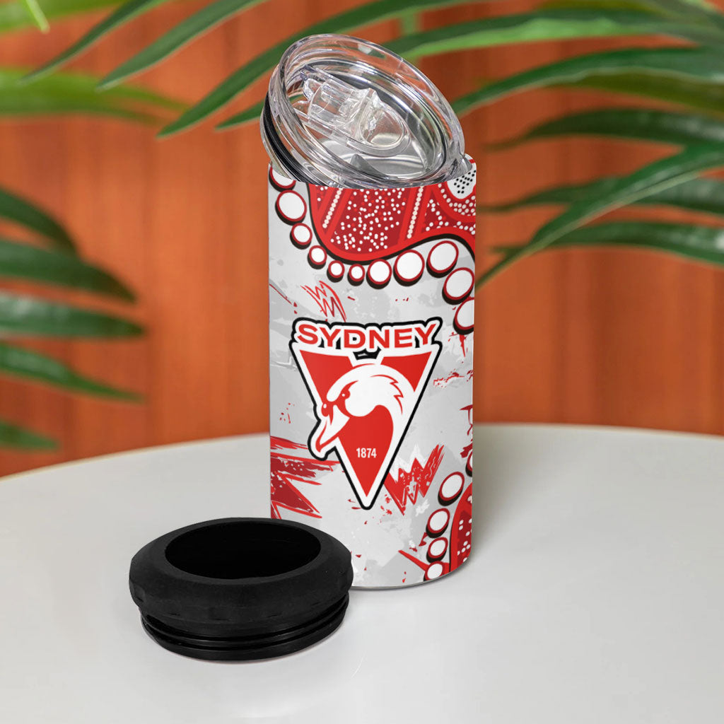 Personalized Sydney Swans 4 in 1 Can Cooler Tumbler Aboriginal Pattern with Graffiti Style