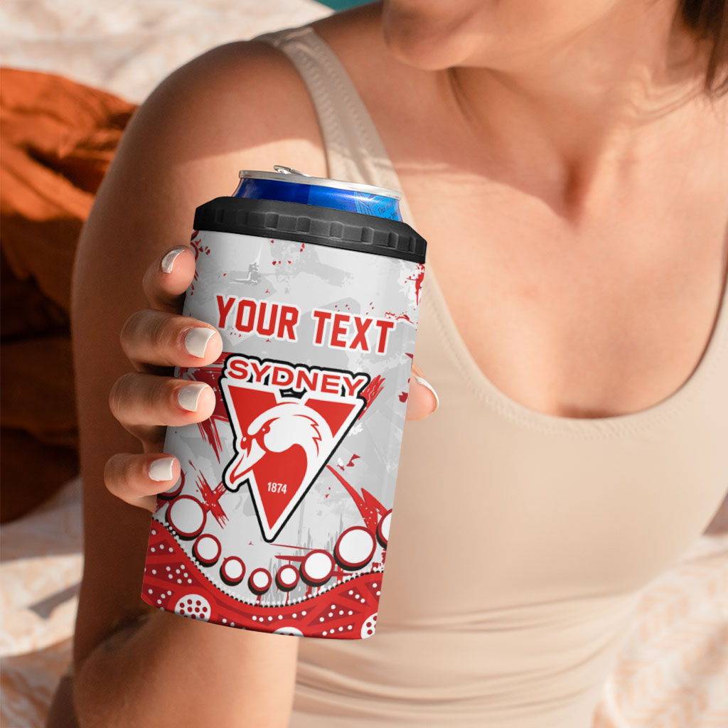 Personalized Sydney Swans 4 in 1 Can Cooler Tumbler Aboriginal Pattern with Graffiti Style
